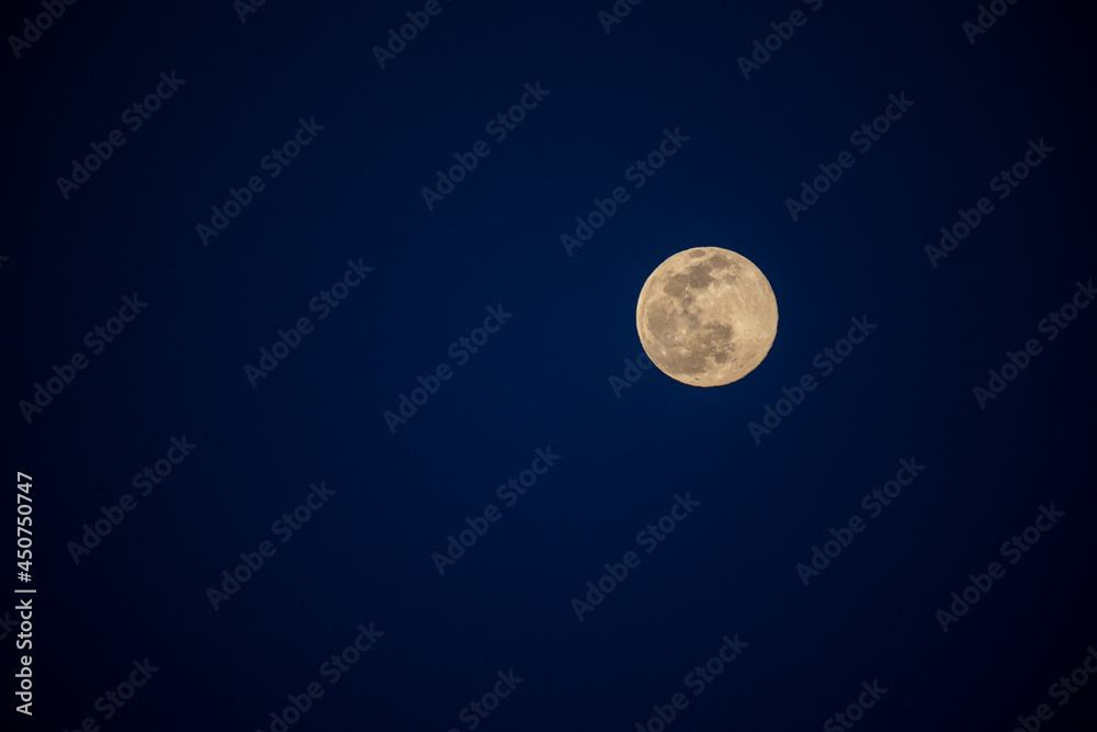 Full Moon on Deep Blue Sky