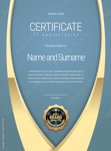 Certificate template. Diploma of modern design or gift certificate. Vector illustration.