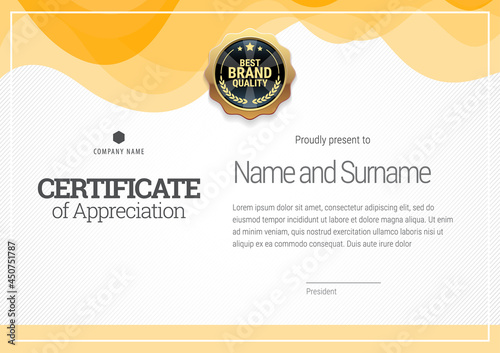 Certificate template. Diploma of modern design or gift certificate. Vector illustration.