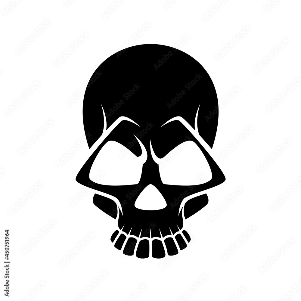 Obraz premium Black and white human skull icon. Symbol or emblem for logo or tattoo.
