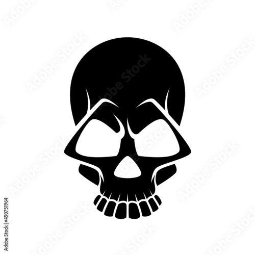Black and white human skull icon. Symbol or emblem for logo or tattoo.
