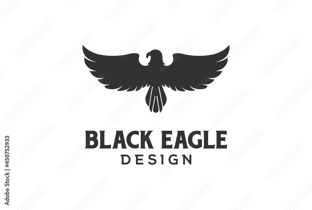 Obraz premium Black Bold Strong Eagle Hawk Falcon Bird Logo Design Vector
