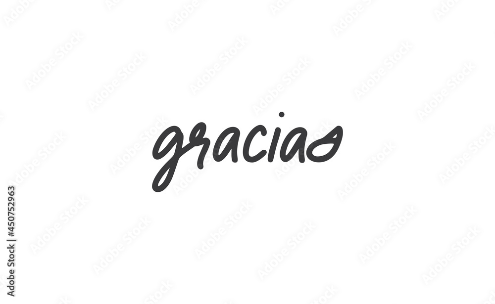Gracias vector lettering. Thank you in Spanish. Phrase handwritten calligraphy. Gracias vector lettering. Thank you in Spanish. Phrase handwritten calligraphy.