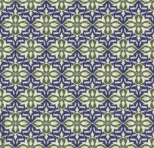 Seamless pattern, traditional Persian elements. Blue background is separated. Swatch is included.