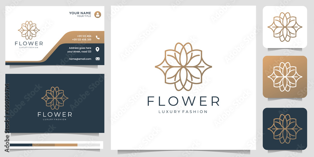 Naklejka premium minimalist abstract flower logo. line art style rose. logo for salon and spa, fashion, skin care.