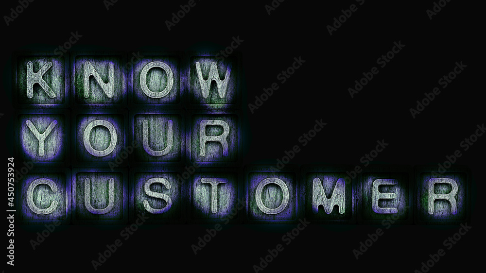 know your customer (KYC) guidelines in financial services theme. wooden ...