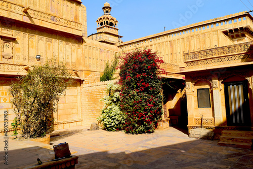 A view of the mansions and different areas within the fort of Jaisalmer, Rajasthan.  photo