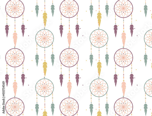 Pattern with dream catchers. Flat style. Background  wallpaper.