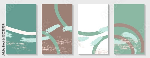 Abstract rectangular backgrounds. Set of vertical covers. White, tide color, brown.
Smooth lines. Uneven spots. Strokes. Vector illustration. Use for notebooks, diaries, etc. EPS10.