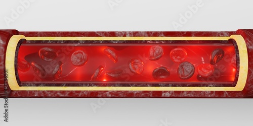 Fotografie red blood cells skin layer veins 3d illustration intravascular surgery