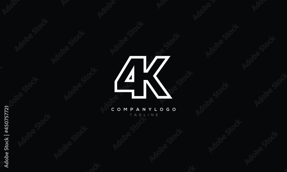 4K K4 4 AND K Abstract initial monogram letter alphabet logo design vector  de Stock | Adobe Stock