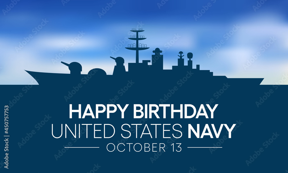 U.S. Navy birthday is observed every year on October 13 all across United States of America. Vector illustration