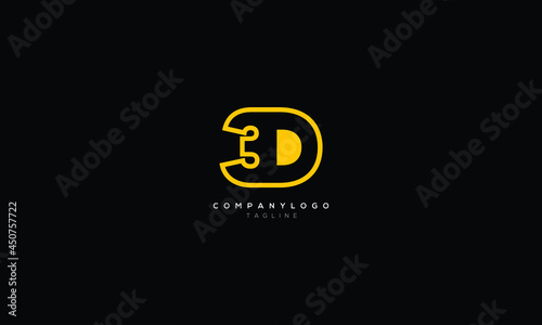 3D D3 3 AND D Abstract initial monogram letter alphabet logo design