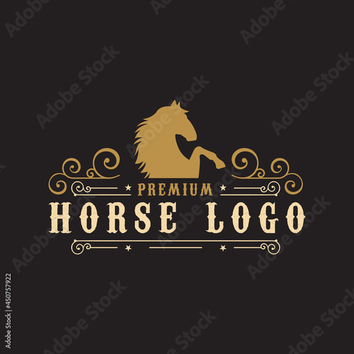 Vintage horse logo sillhoutte premium design