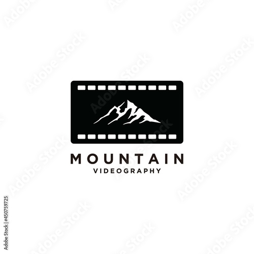Symbol logo Mountain Production for Adventure Emblem Logo Icon design inspiration Template..