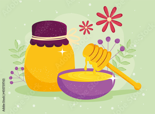 honey jar and spoon