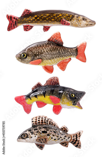 Ceramic fish isolated on white background. Design element with clipping path
