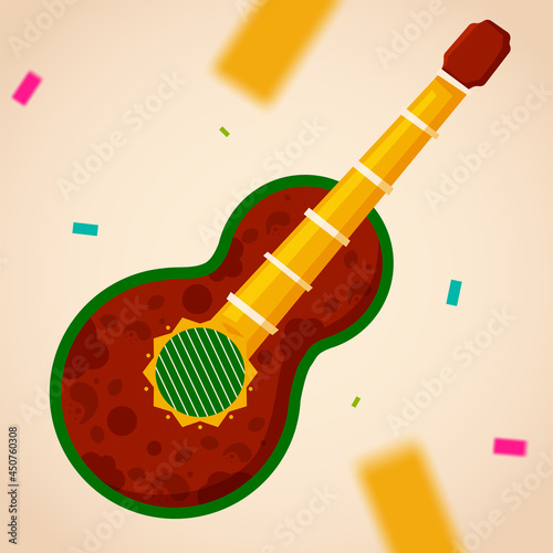 Beige figure borwn guitar cinco de mayo mexican national day illustration vector photo
