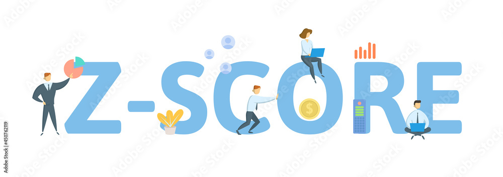 Z-score. Concept with keywords, people and icons. Flat vector illustration. Isolated on white. Z-score. Concept with keywords, people and icons. Flat vector illustration. Isolated on white.