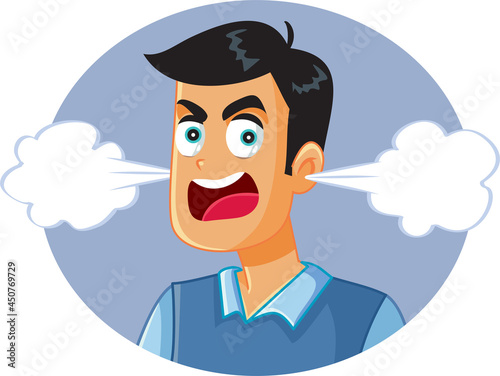 Angry Man with Smoke Coming out of His Ears