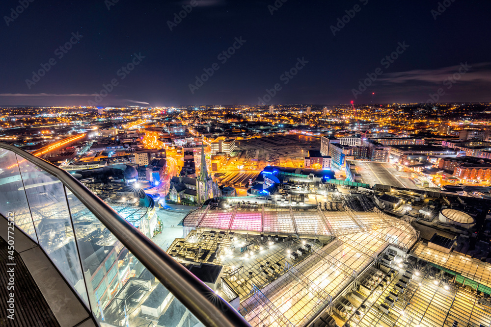 Birmingham city night skyline - obrazy, fototapety, plakaty 