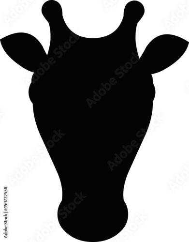 Vector illustration of the black silhouette of a giraffe head