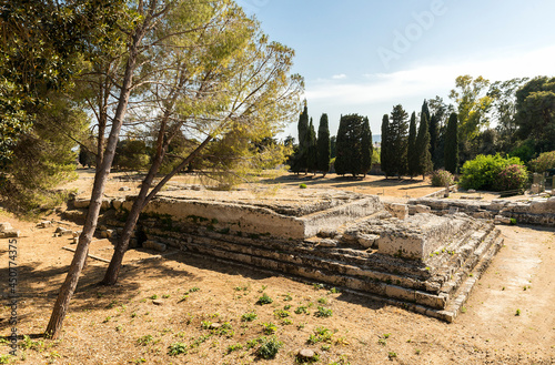 Sceneries of The Altar of Hieron II Ruins  Ara di Ierone II  in the Neapolis Archaeological Park in Syracuse  Italy.