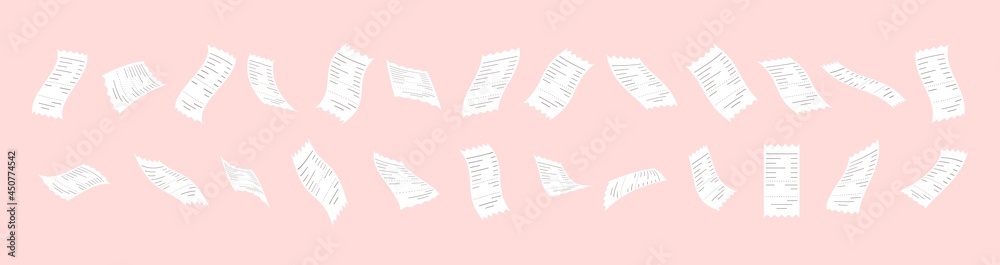Cashier&rsquo;s check paper. Realistic set isolated on pink background. Cash