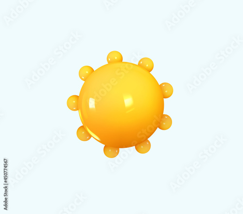 Sun yellow Weather icon. Realistic 3d symbol design. Vector illustration