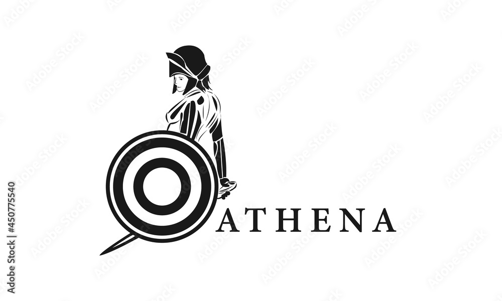 Obraz premium Premium vector logo Athena God design template, ancient logo, lady warrior logo