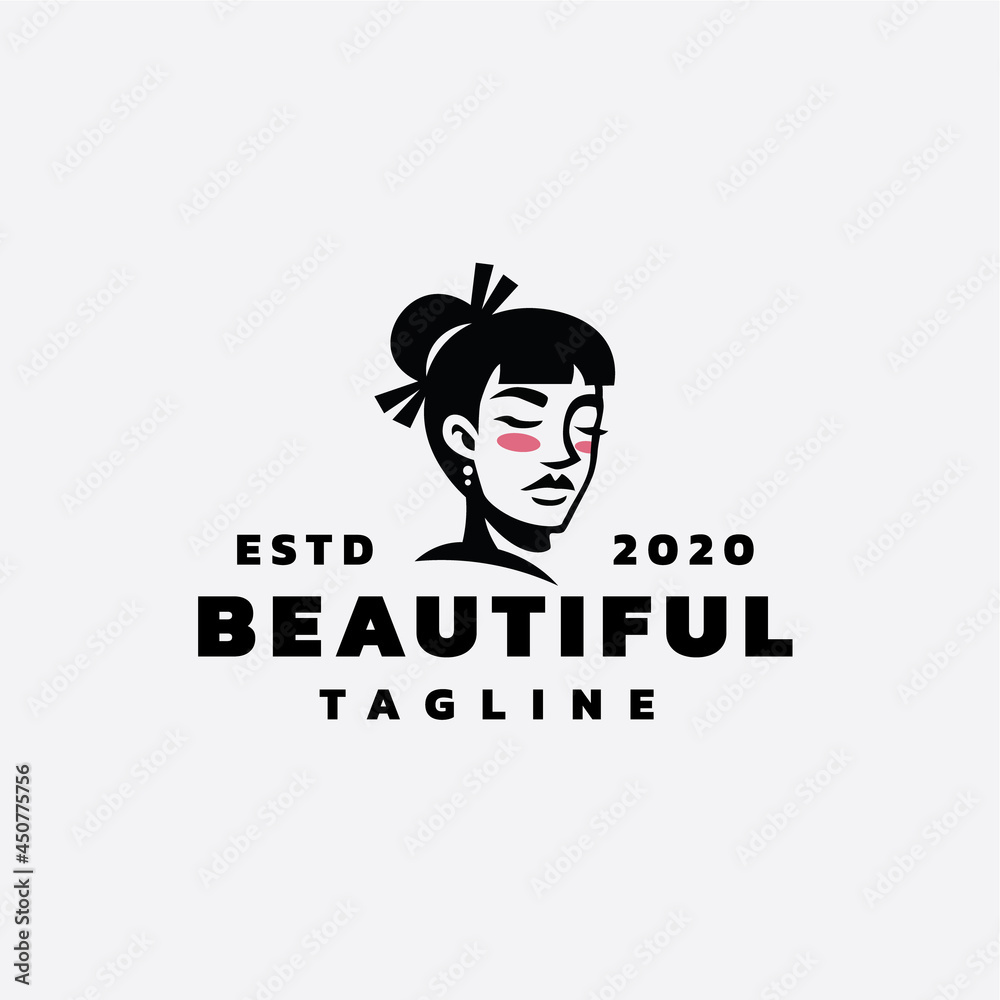 geisha women modern logo design