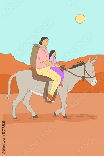 Mother and daughter on a horse