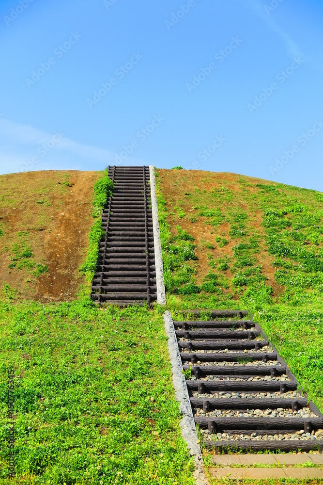 むさしの公園の丘と階段の風景4