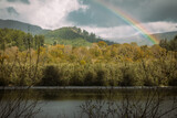 Rainbow over the Klamath river. Klamath town is in California, not far from Oregon border