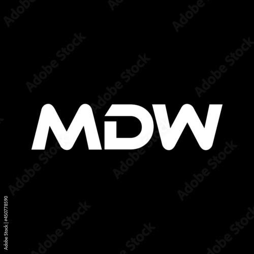 MDW letter logo design with black background in illustrator, vector logo modern alphabet font overlap style. calligraphy designs for logo, Poster, Invitation, etc.