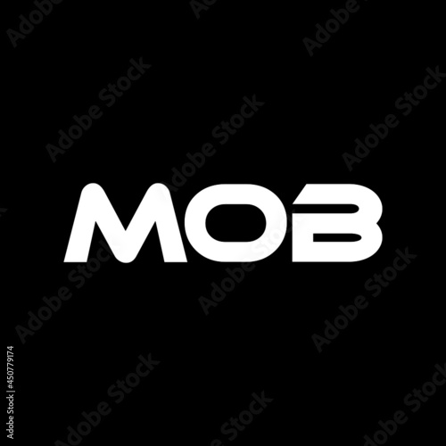 MOB letter logo design with black background in illustrator, vector logo modern alphabet font overlap style. calligraphy designs for logo, Poster, Invitation, etc.