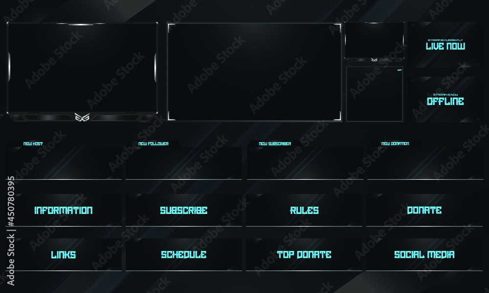 Twitch Overlay Live Stream template set Stock Vector Adobe Stock