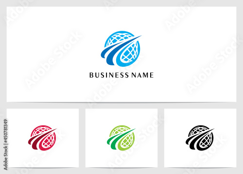 Swoosh On Globe Logo Design
