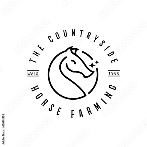 Vintage Horse Farm Stamp Label logo design