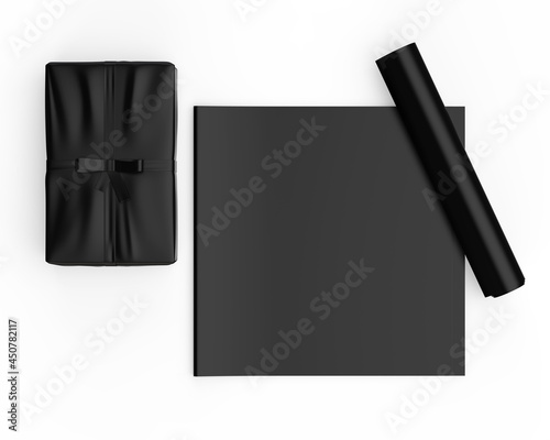 Blank gift wrapping paper template, 3d render illustration.