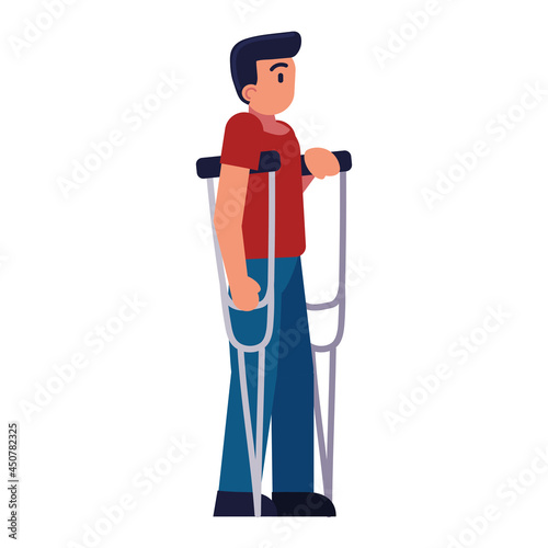 disabled man with crutches