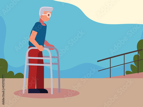 old man with physical disability