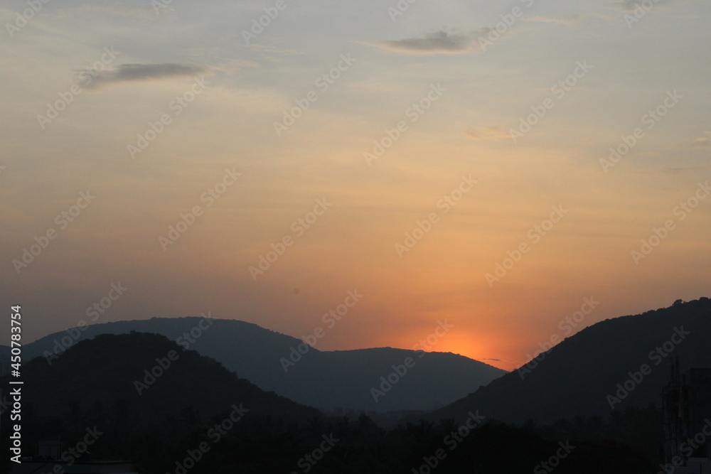 sunset in the mountains