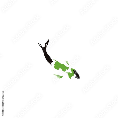 koi fishes with abstract red green Japanese koi logo icon design template vector