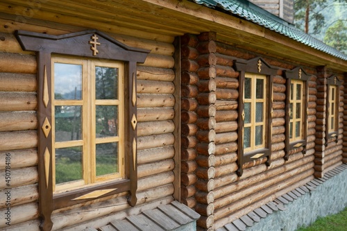 Wooden russian church orthodox house .