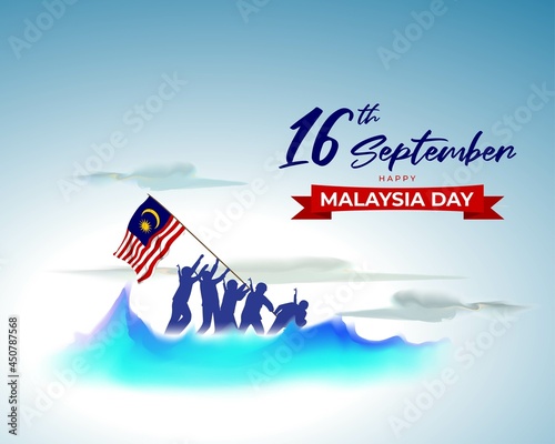 Vector illustration of happy Malaysia day- 16 September.