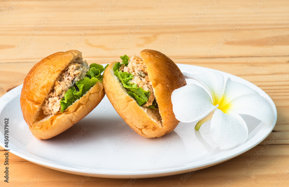 Tuna sandwich for breakfast in the morning. Tuna sandwich for breakfast in the morning.