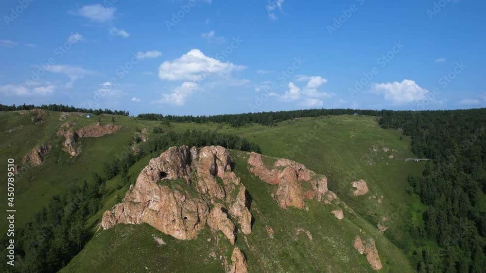 Rocky landscape view, flight in national park, aerial shot Rocky landscape view, flight in national park, aerial shot
