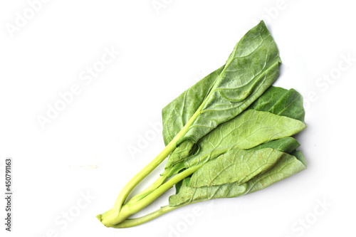 Chinese kale vegetable isolated on white background.