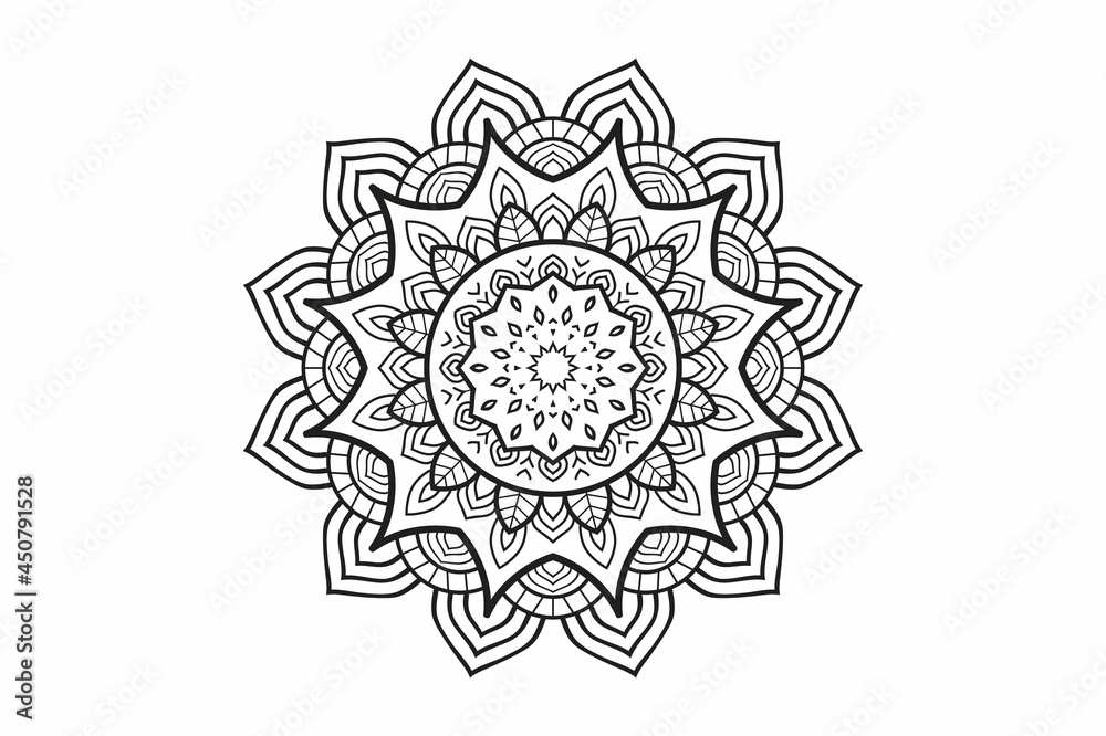 Circular pattern in the form of a mandala. Henna tatoo mandala. Mehndi style. Decorative pattern in oriental style. Coloring book page. Circular pattern in the form of a mandala. Henna tatoo mandala. Mehndi style. Decorative pattern in oriental style. Coloring book page.